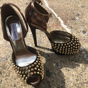 Gold Spiked Platform Heels by Steve Madden
